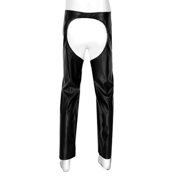 Open Crotch Cowboy Chaps / Black Faux Leather Pants for Men / Male Sexy Wet Look Outfits - EVE's SECRETS